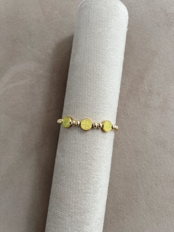 Pulsera balines dorado y San Benito colores - Imagen 5