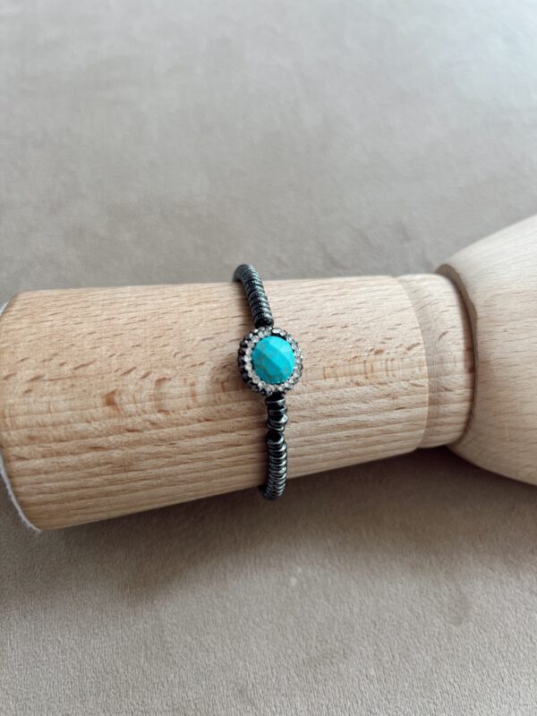Pulsera gris piedra azul