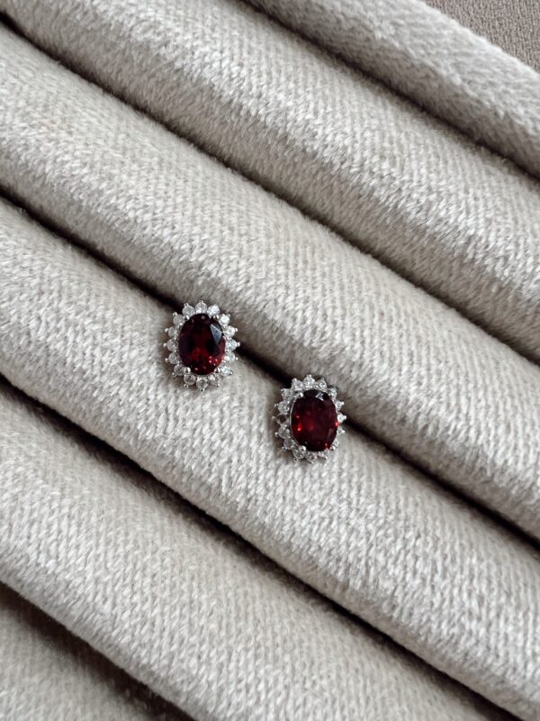 Zarcillos piedra vinotinto plata 925