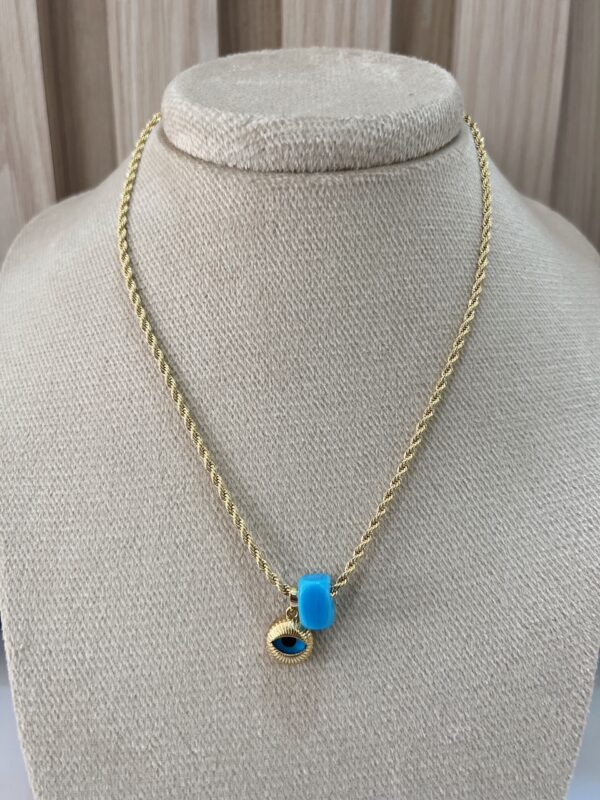 Cadena entorchada dije ojo turco, cornicello y azabache - Imagen 4