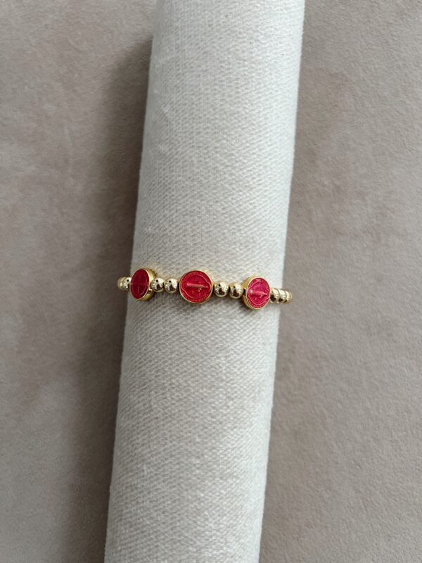Pulsera balines dorado y San Benito colores - Imagen 2