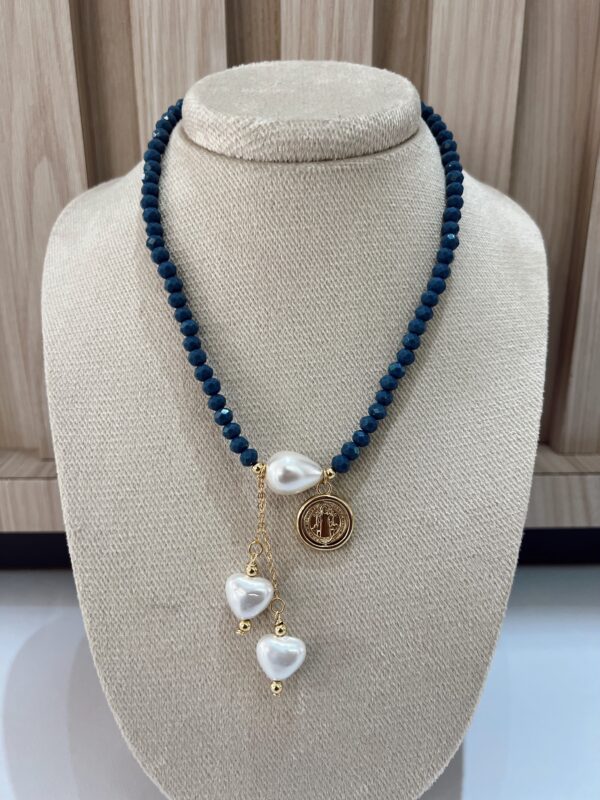 Collar cristales azul oscuro