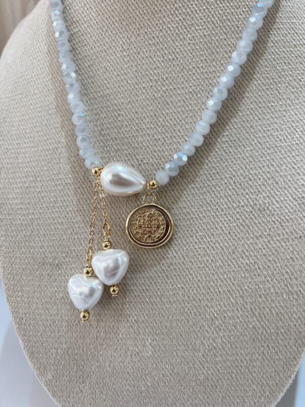Collar cristales blanco - Imagen 3