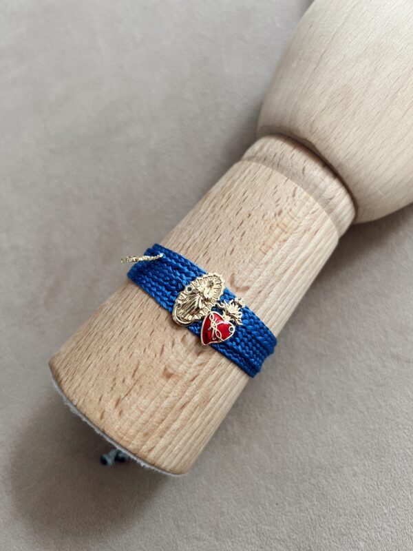 Pulsera tela azul Virgen de Guadalupe