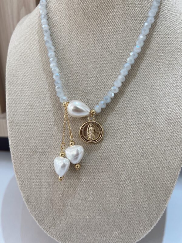 Collar cristales blanco - Imagen 2