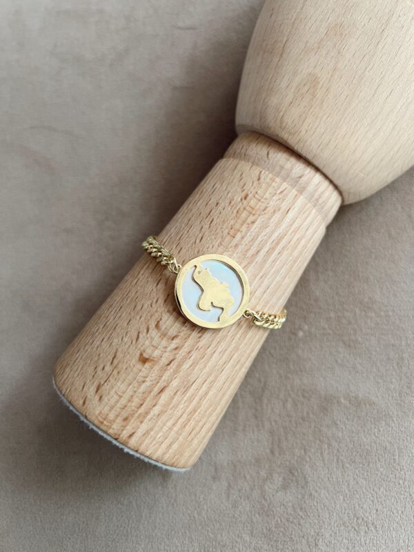 Pulsera dorada mapa de Venezuela en nácar